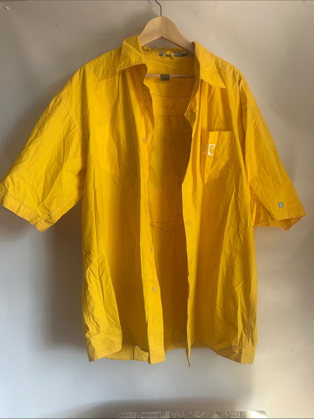 Azure Men's Yellow Short Sleeve Button-Up Shirt  2xl